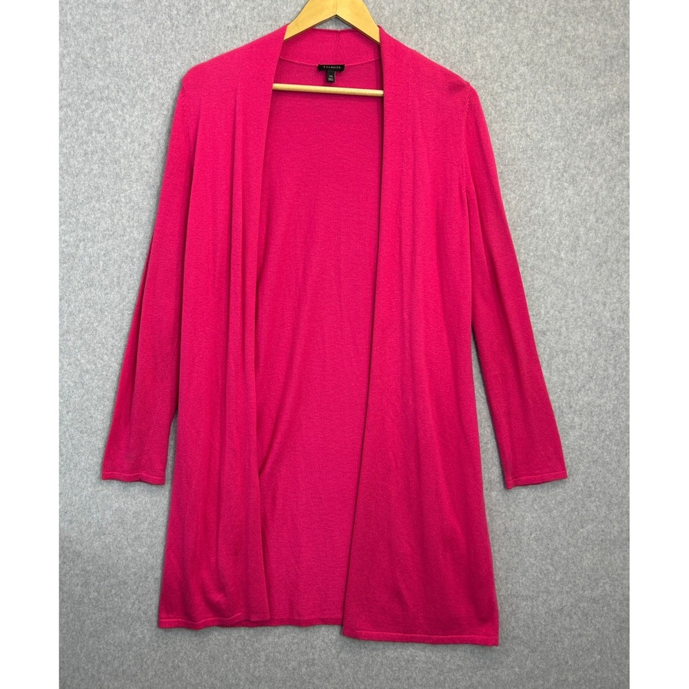 Talbots XS Cardigan Sweater‎ Hot Pink Open Front Longline Knit Duster Preppy